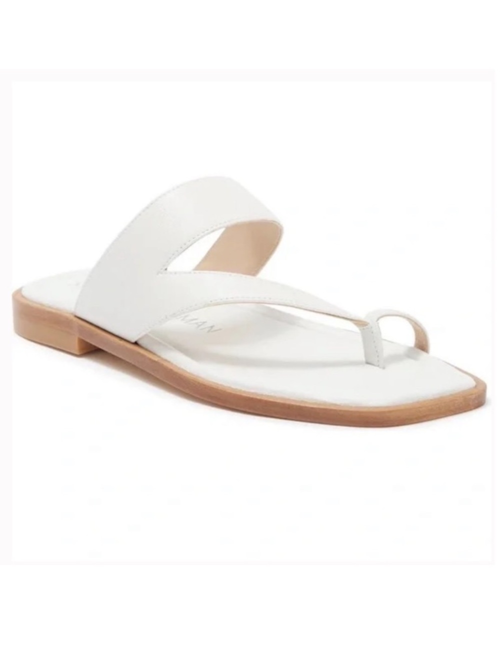 Stuart Weitzman Lyla Women’s White Napa Leather Flat Sandals - Size 9